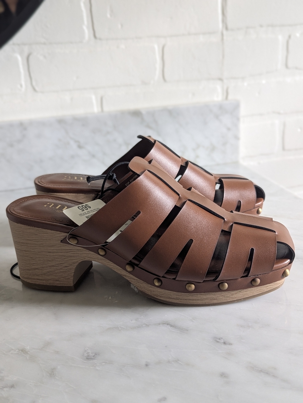 NWT - a.n.a Brown Leather Clog Sz 6.5